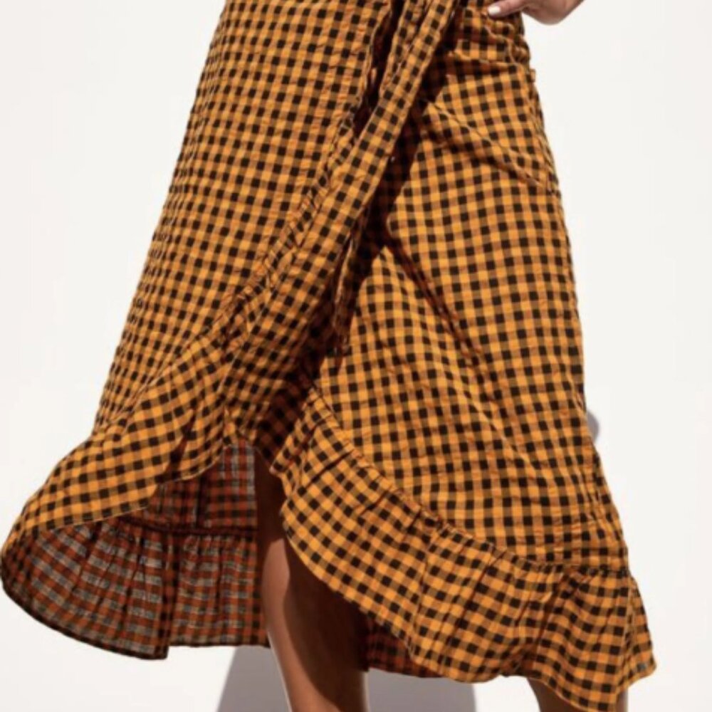 Zara Gingham Wrap Skirt (L)